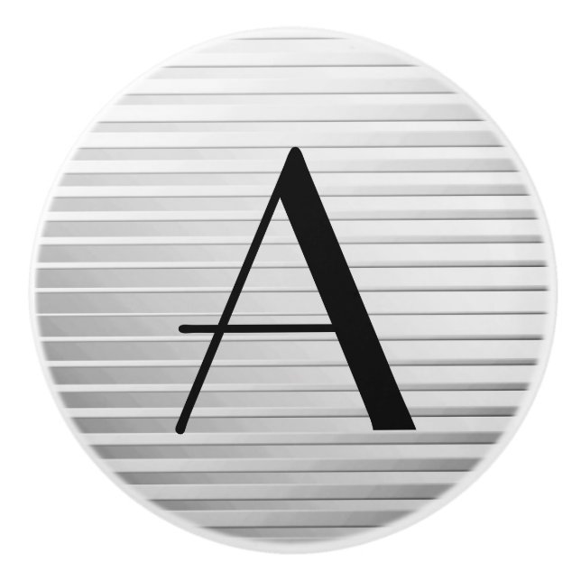 Monogram Art Deco Silver Satin Rand Knopp (Framsidan)