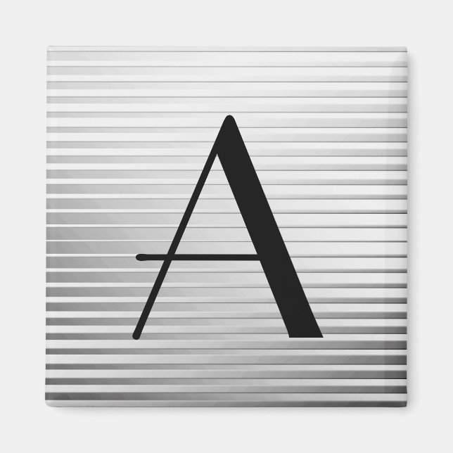 Monogram Art Deco Silver Satin Rand Magnet (Framsidan)