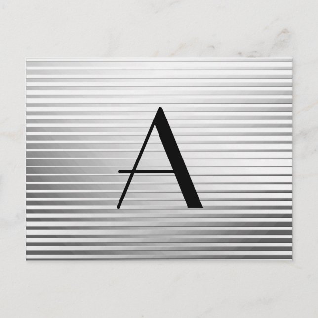 Monogram Art Deco Silver Satin Rand Vykort (Framsida)