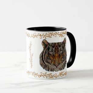 Monogram Art Glass Tiger Ansikte Mugg