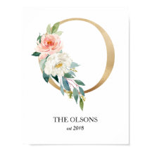 Monogram Art Print, Brev O, Bröllop, Nursery