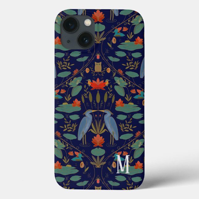 Monogram Arts & Crafts Heron iPhone / iPad-fall (Baksida)