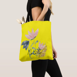 Monogram attraktiva sommarblommor l Gul Tygkasse