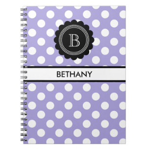 Monogram Aura Indigo och Black Polka Dot Anteckningsbok