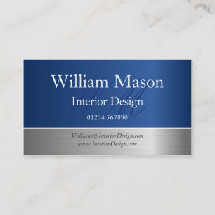 Monogram av Affärskortet Blue Foil and Steel Effe Visitkort