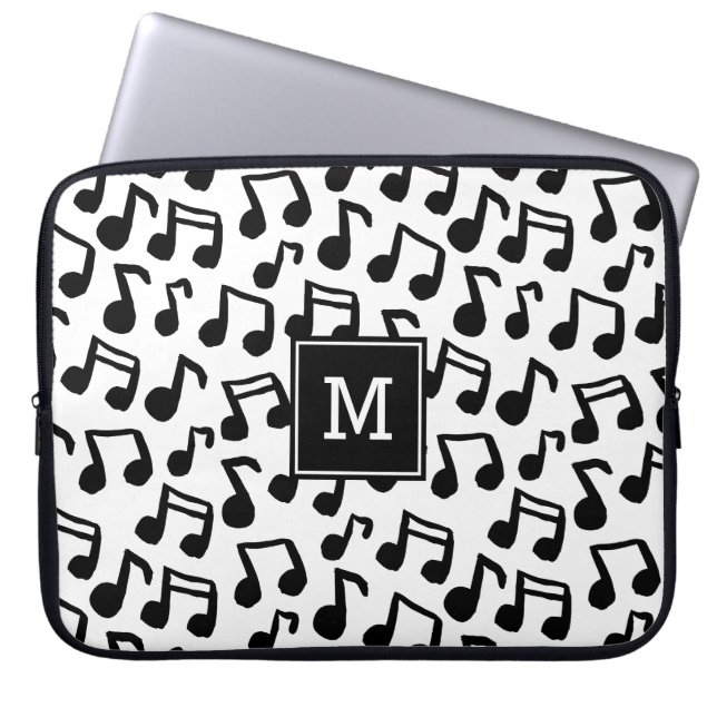 Monogram av doodle Musik noter personlig Laptop Fodral (Framsidan)