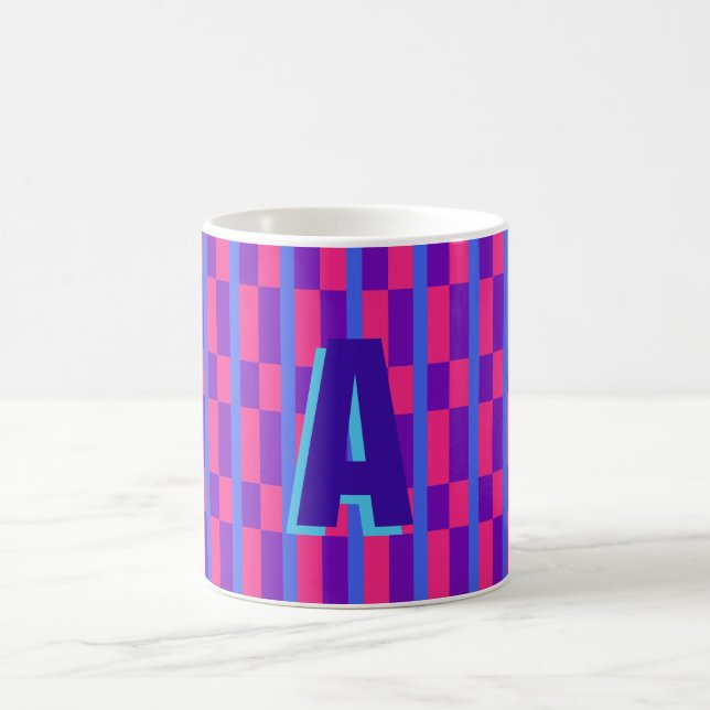 Monogram av färgat plaid kaffemugg (Center)