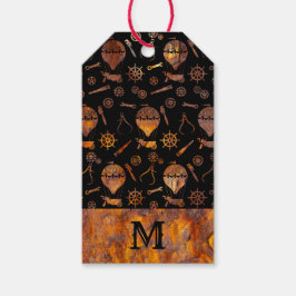 Monogram av färgstarka Rusty Steampunk-ballonger Presentetikett