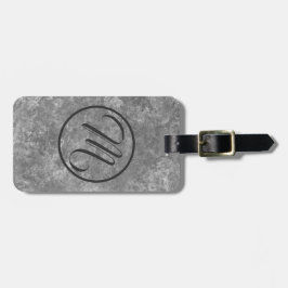 Monogram av grått Marbloblodig oval Bagagebricka