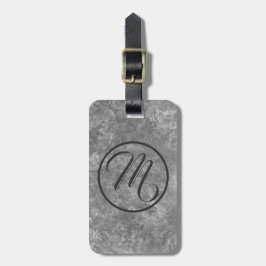 Monogram av grått Marbloblodig oval Bagagebricka