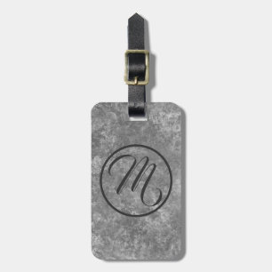 Monogram av grått Marbloblodig oval Bagagebricka