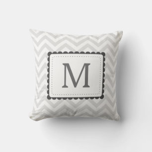 Monogram av Grått och vit Anpassningsbar Kudde
