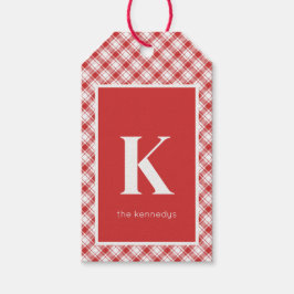 Monogram av land Rustic Red & White Play Presentetikett