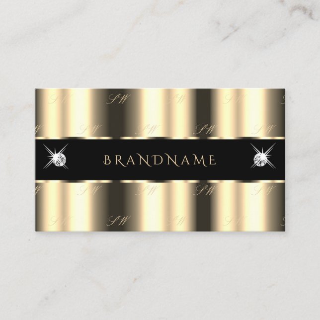Monogram av lyxkrona Golden Black Gnistra Jewels Visitkort (Framsida)