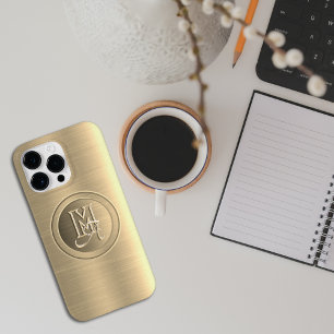 Monogram av metallisk Guld Steel Engraved