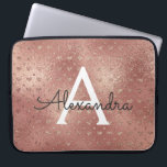 Monogram av metalliskt glasfetter från rosa ros Gu Laptop Fodral<br><div class="desc">Rosa ros Faux Metallic Foil Girly Glam Heart Mönster Monogram Fodral. Fodral kan anpassas så att det omfattar ditt första och första namn. Om du vill matcha artiklar kontaktar du designern.</div>