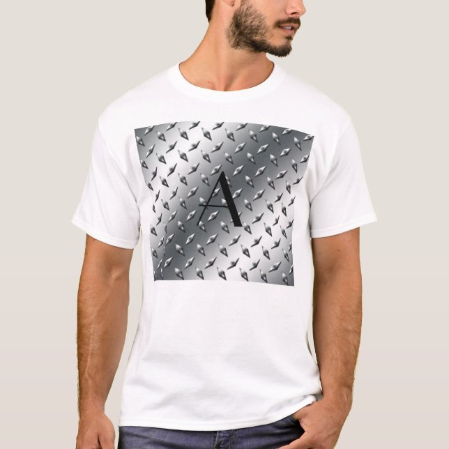 Monogram av rostfritt stål av silver t shirt (Framsida)