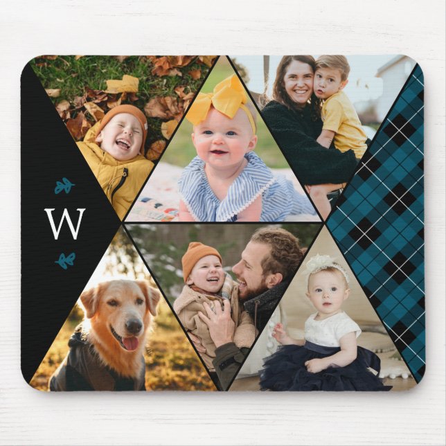 Monogram av Teal Play Geometric Photo Collage Musmatta (Framsidan)