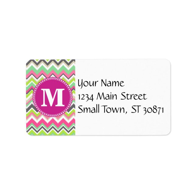 Monogram Aztec Andes Tribal Mountains Chevron Adressetikett (Framsidan)