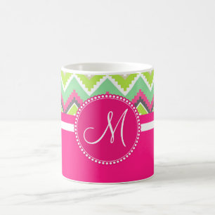 Monogram Aztec Andes Tribal Mountains Chevron Kaffemugg