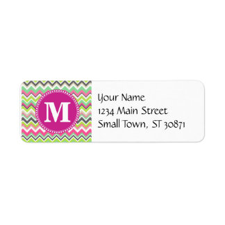 Monogram Aztec Andes Tribal Mountains Chevron Returadress Etikett
