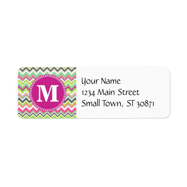 Monogram Aztec Andes Tribal Mountains Chevron Returadress Etikett (Framsidan)