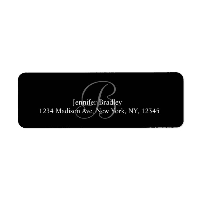 Monogram B-Adressetiketter Returadress Etikett (Framsidan)