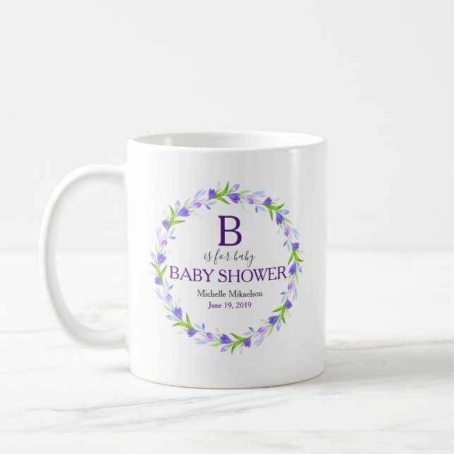 Monogram B är för Baby Shower Kaffemugg (Vänster)