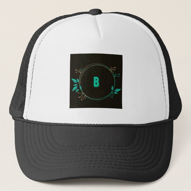 Monogram B Bokstav Tryckt text Trucker Hatt Keps (Framsida)