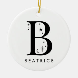 Monogram B Celestial Namn Julgransprydnad Keramik