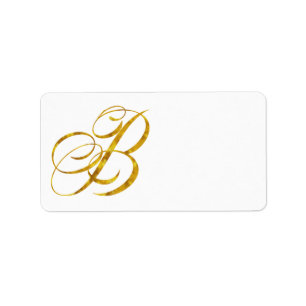 Monogram B Formgivning av guldgolv, metallisk Brev Adressetikett