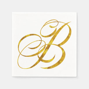 Monogram B Formgivning av guldgolv, metallisk Brev Pappersservett