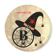 Monogram B Halloween Himlar Witch Spiders Namn Mag