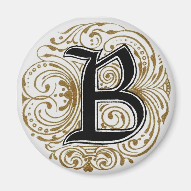 Monogram "B" i Guld - Magnet (Framsidan)