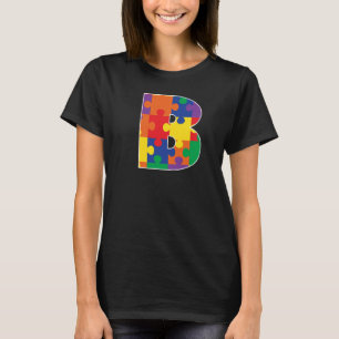 Monogram B i multipelt Färg-pussel Delar T Shirt