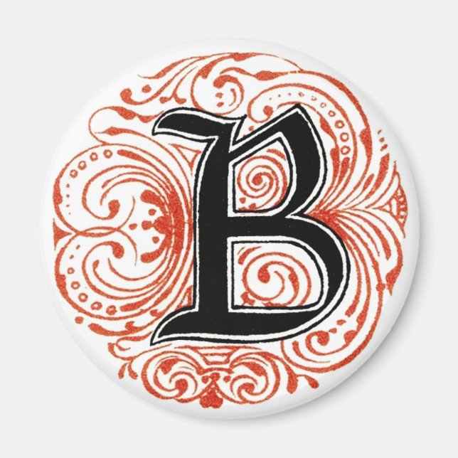 Monogram "B" i rött - Magnet (Framsidan)