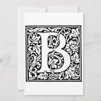 Monogram B Initial Svart och Vit Blommig Mönster Julkort