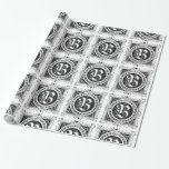 Monogram B Inledande svart och vit kvadrat Mönster Presentpapper<br><div class="desc">Monogram B Inledande papper för svart och vit kvadrat-medaljon i Mönster kan anpassas med en bild,  namn,  text,  logotyp eller foto. Byt vit bakgrund till en blå nyans,  grönt,  gult,  orange,  rosa,  röd,  brun och lila. Underbar för att stänga jul-,  födelsedag-,  babydusch- eller bröllopsgåvor.</div>