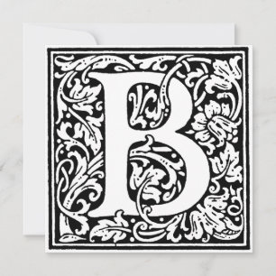 Monogram B Inledande svartvitt Blommönster