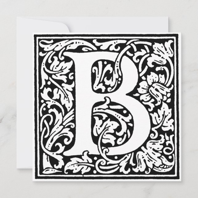 Monogram B Inledande svartvitt Blommönster (Framsida)