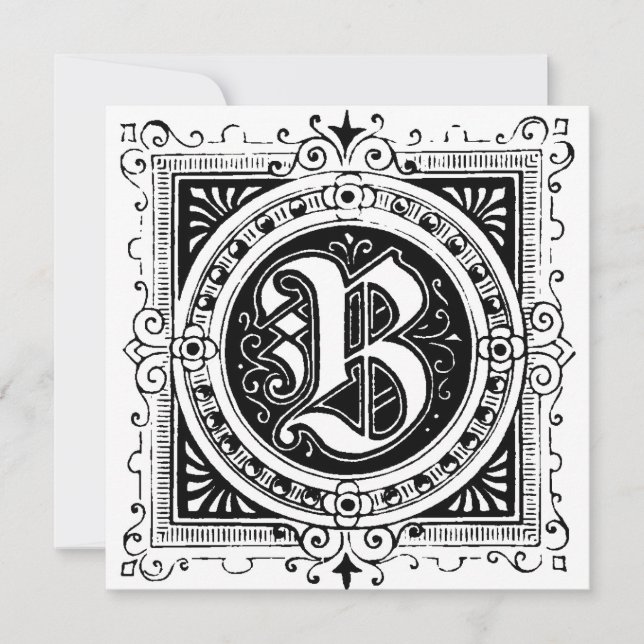 Monogram B Inledande svartvitt Blommönster (Framsida)