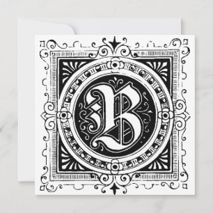Monogram B Inledande svartvitt Blommönster
