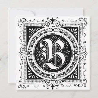 Monogram B Inledande svartvitt Blommönster
