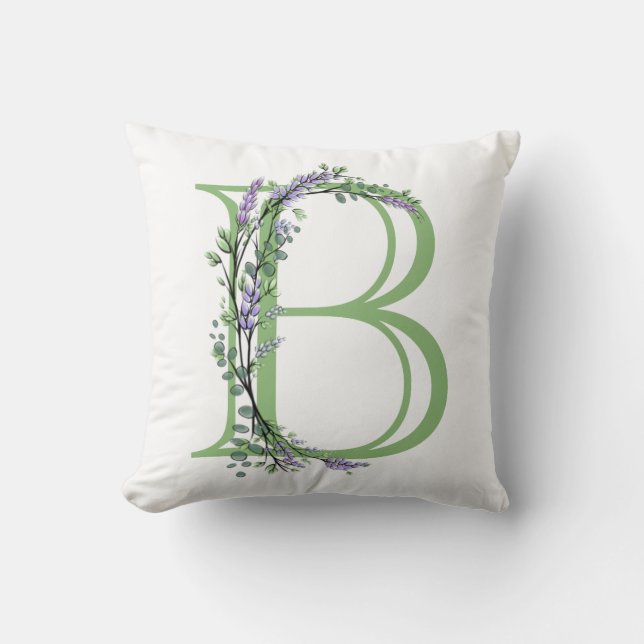 Monogram B Lavender Eucalyptus Kudde (Framsida)