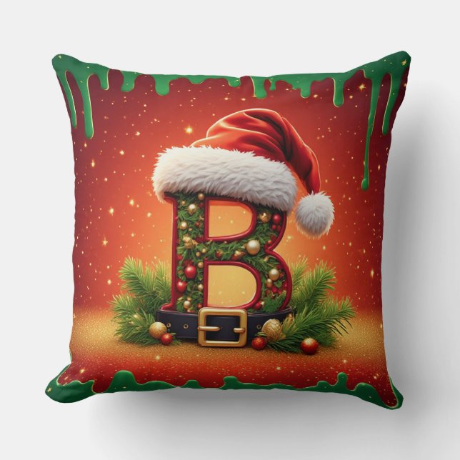 Monogram B med julcharmen 🎅 Kudde (Framsida)