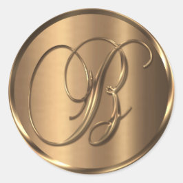 Monogram B NONMETALLIC Bronze Kuvert Seal Runt Klistermärke