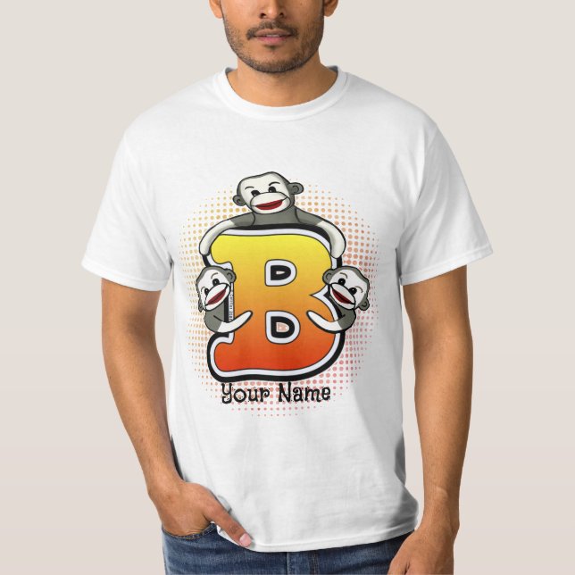 Monogram B Sock monkey T-Shirt (Framsida)
