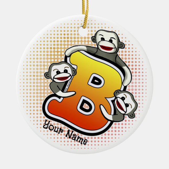 Monogram B Strumpapa  Julgransprydnad Keramik (Framsidan)