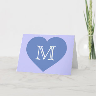 Monogram baby blue hjärta anteckningskort