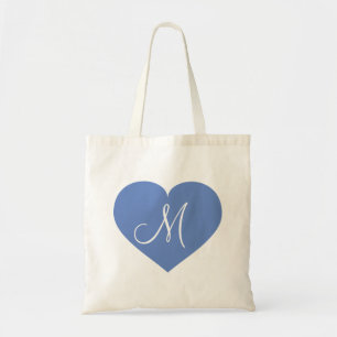 Monogram Baby Blue Hjärtat Tygkasse